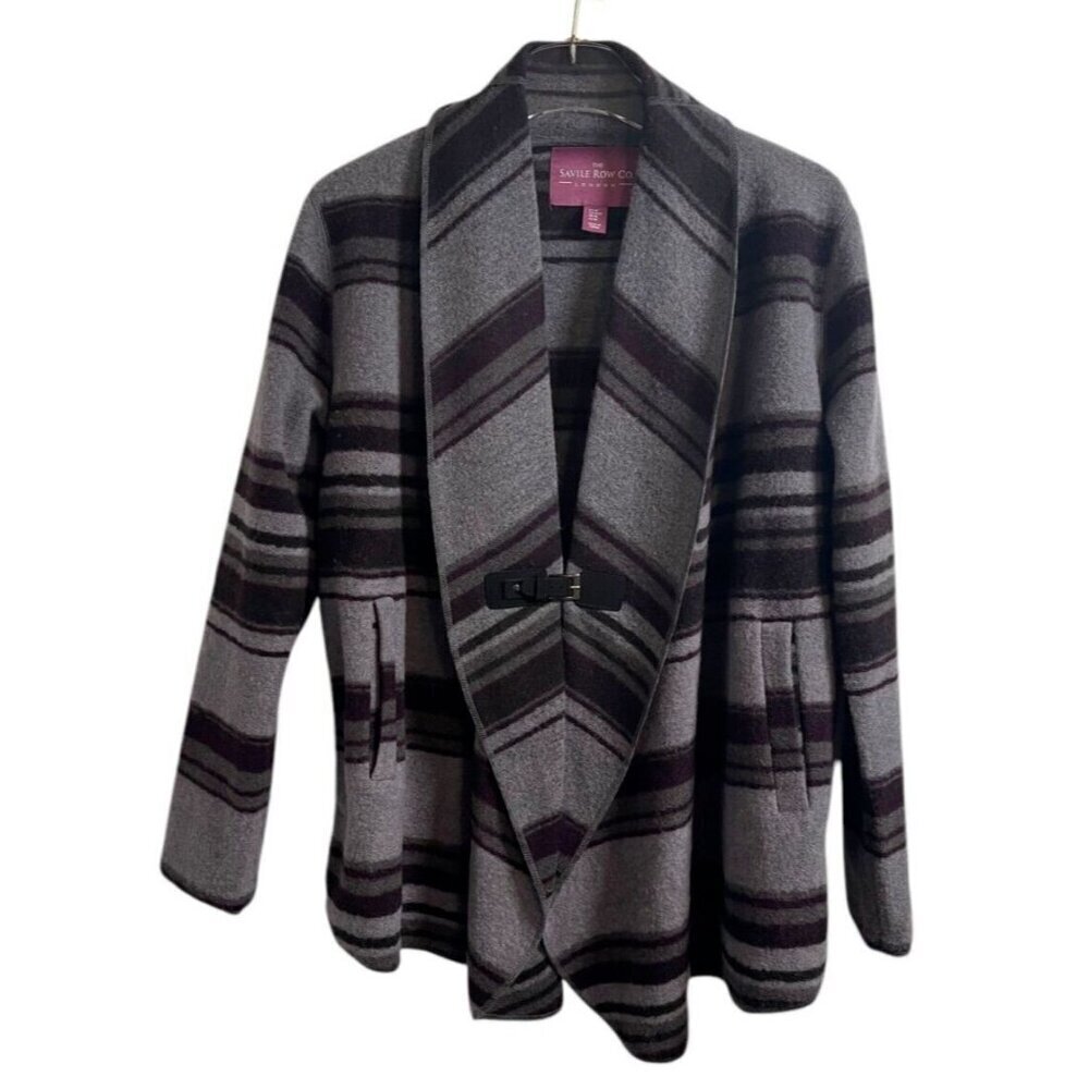 Savile Row Co Women's Wool Blend Striped Shawl/Cardigan SIZE-MEDIUM